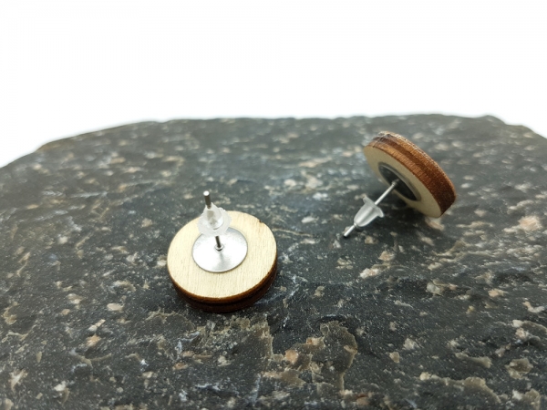 Muster Pfauenauge Pfau 3D Holz Scheiben Ohrstecker